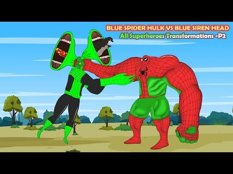 BLUE SPIDER HULK vs BLUE Siren Head: All Superheroes Transformations 2 | Godzilla-Superheroes Movies