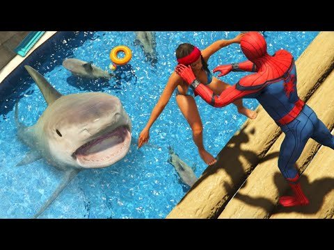 GTA 5 Water Ragdolls | Spider-Man vs Shark (Euphoria Physics)