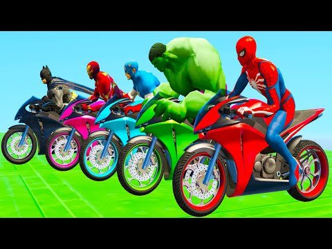 Spider Man on Parkour with Motorcycles BMW Cars Buses Helicopters Challenge Obstacles – Gta 5 Stream