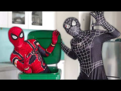 SPIDER-MAN vs VENOM In Real Life | Where is the Trash Bin | Thùng Rác ở đâu