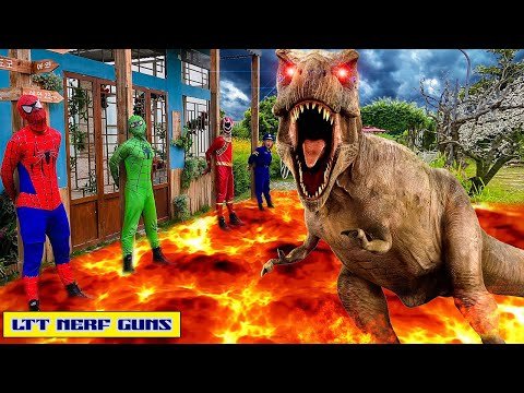 LTT Nerf Guns: Spider Man X Warriors Nerf Gun Fight Mask Criminal Group Destroy The Tyrant Dinosaur