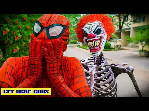 LTT Nerf Guns: Captain Spider Man X Warriors Nerf Gun Fight Mask Criminal Group Skeleton Soldier