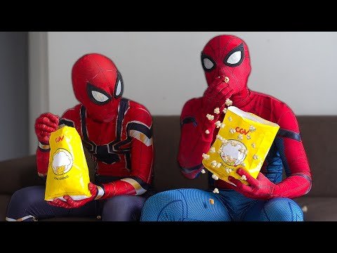 SPIDER-MAN Day Off In Real Life | Popcorn, Watch The Movie and Fighting Bad Guys | Bỏng Ngô