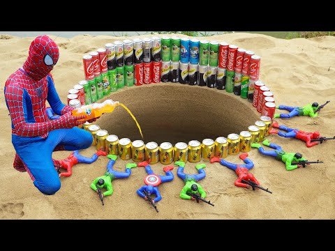 Spiderman Different Fanta, Coca Cola, Pepsi, Sprite And Spider-Man crawling VS Mentos | Among Us