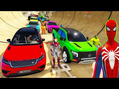 SPIDER-MAN with Superheroes Cars Rampa Challenge ! SPIDERMAN HULK Iron Man Goku MINI Cars – GTA V