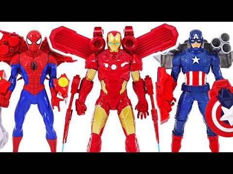 Marvel Avengers Spider-Man, Iron Man, Captain America combat mech suit mounting! | DuDuPopTOY