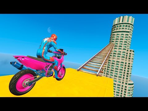 Spider-Man and Heroes Climbing on Top of the Tall Building on Motorbikes – GTA 5