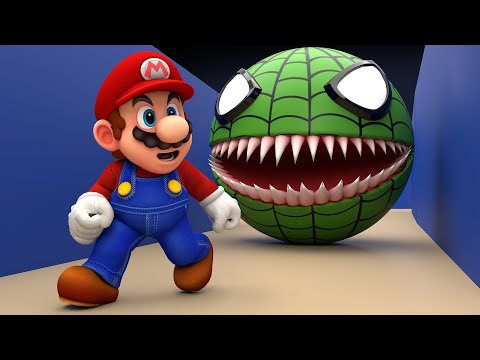 Green Spider Pacman vs Super Mario Part 2