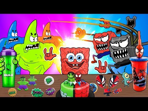 Hulk, Spider Man, Venom Mukbang Aniamtion⚡SUPERHERO FOOD CHALLENGE |SpongeBob Animation | SLIME CAT