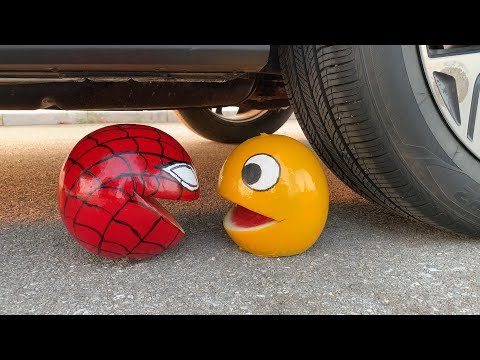 Crushing Crunchy & Soft Things by Car! Experiment Car vs Spider Pacman vs Red Monster | Satisfying