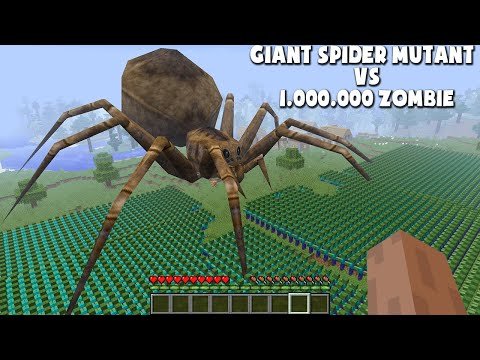 REAL SCARY SPIDER vs 1000000 ARMY ZOMBIE in MINECRAFT! Giant Spider Mutant vs Zombies