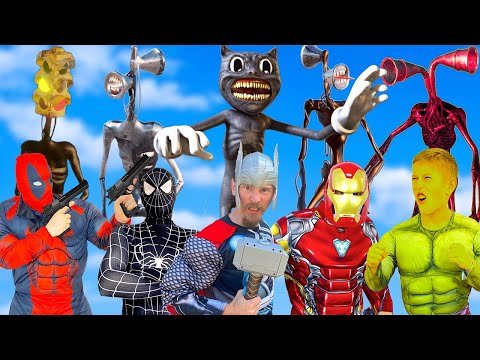 Superheroes VS Cartoon Cat,Siren Head,SCP 096 | Hulk & Spider-Man In Real Life