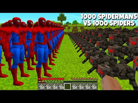 1000 SPIDERMANS VS 1000 SPIDERS in MINECRAFT! Mob Battle Best Experiment in Minecraft!