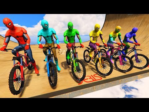 TEAM SPIDER-MAN VS TEAM HULK Super Bicycles Mega Rampa Challenge – GTA V MODS