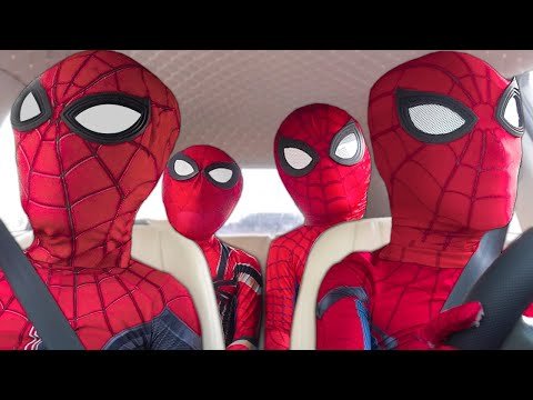 Big Four Spider-Mans Dancing (20 minutes) | In Car, Bike, Elevator, Pool | Funny Video Music