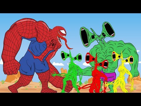 SPIDER VENOM HULK, Godzilla, Shin Godzilla vs SIREN HEAD HULK | Godzilla Cartoon