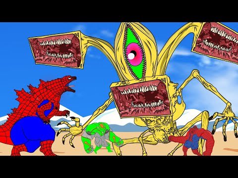 SPIDER Godzilla, Iron HULK And Spider Hulk Vs Megahorn Siren Head Eyes | Evolution Of Godzilla 2021