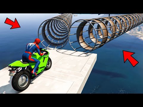 Spiderman ki Pipe se Stunt Race – Spider-man Motorcycle Parkour Challenge in GTA 5