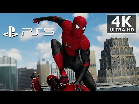 Spider-Man PS5 – Upgraded Suit Free Roam Gameplay (4K)