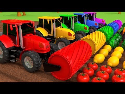 Harvesting Fruits and Vegetables with Tractors Learn Colors for Kids Children | ZORIP