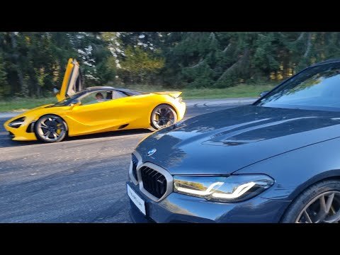 635 HP BMW M5 CS vs 720 HP McLaren 720S Spider rollrace 304 km/h 190 mph [4k 60p]