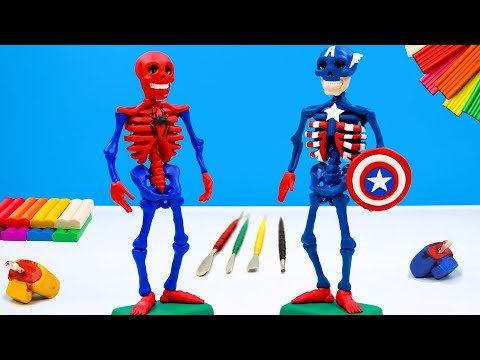 Skeleton mod Spider Man VS Captain America with Clay ☠ Superheroes Marvel ☠ Polymer Clay Tutorial