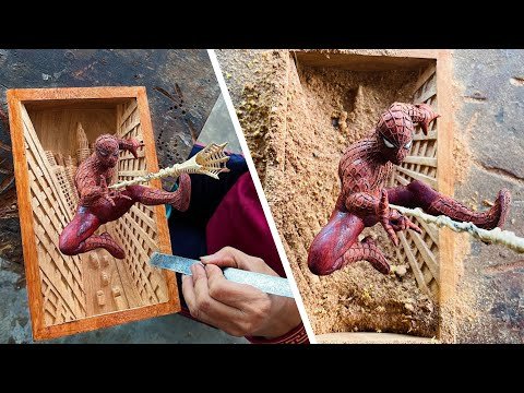 SPIDER-MAN Wood Carving – Using Super Red Wood & Mahogany – NO WAY HOME