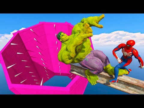 Spiderman aur Hulk ki Funny Moments – Spider-man vs Hulk GTA 5 Ragdolls