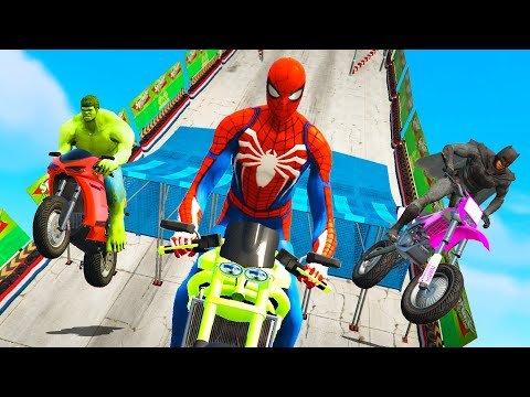Motor Racing – GTA 5 Superheroes Race Spider Man & Hulk Challenge Obstacle Course