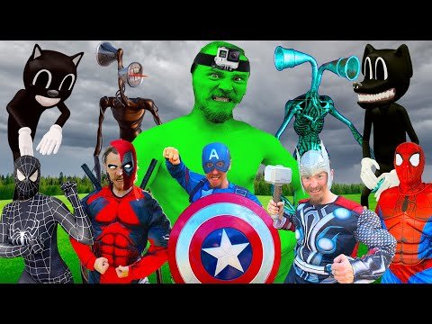 Green Hulk GoPro | Superheroes VS Cartoon Cat, Siren Head, SCP 096 In Real Life