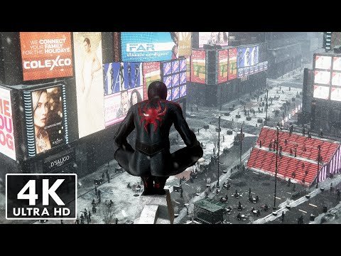 Spider-Man: Miles Morales PS5 – Web Swinging in Heavy Snow (4K)