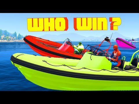 Who Win Ep 3 – Boat Race GTA 5 Superheroes Spider Man VS Hulk Challenge