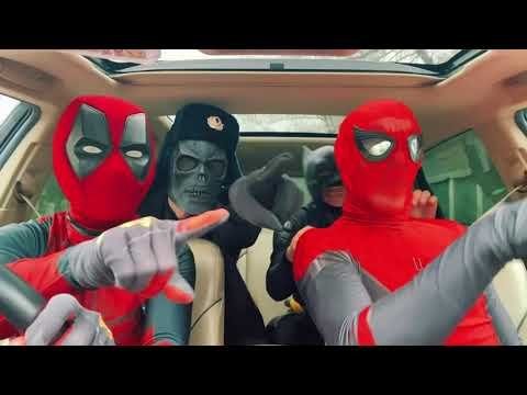 SPIDER-MAN DEADPOOL CAPTAIN AMERICA BATMAN FUNNY DANCE IN THE CAR