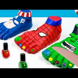 DIY Foot Superheroes Spider man, Hulk, Captain America with clay 🧟 Polymer Clay Tutorial