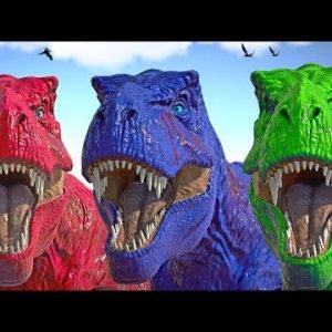 TYRANNOSAURUS REX vs GODZILLA, SPIDER MAN,KING SHARK Dinosaurs fighting – Jurassic World Evolution