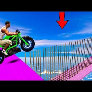 Franklin Motorbike and Spider-man Nail Stunt Race Challenge In GTA 5
