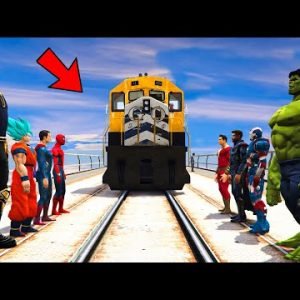 Can Superheroes Stop The Train In GTA 5? (Spider-Man, Hulk, Thanos, Superman)