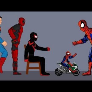 Spider-man : Miles Morales vs Spider man,  Superman, Deadpool Funny Animation – Drawing Cartoons 2