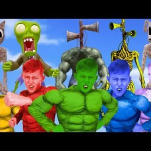 Team Color Hulk VS Team Siren Head | SPIDER-MAN VS Cartoon Cat | Huggy Wuggy in Real Life