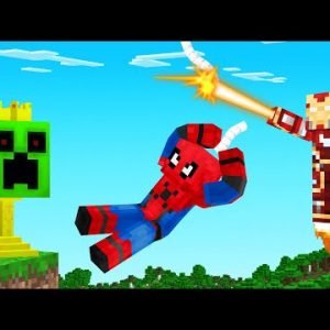 SPIDER-MAN vs IRON MAN Manhunt! (Minecraft)