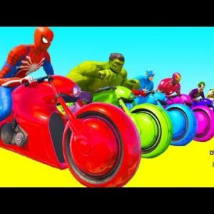 SPIDER-MAN and TRACTORS with Superheroes and Ironman Ramp Parkour – GTA 5