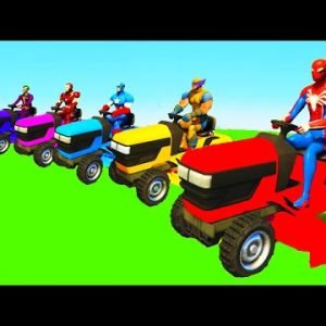 SPIDER-MAN and TRACTORS with Superheroes and Ironman Ramp Parkour – GTA 5