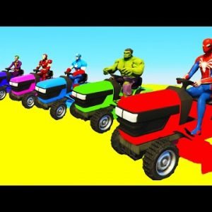 SPIDER-MAN and TRACTORS with Superheroes and Ironman Ramp Parkour – GTA 5