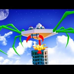 SPIDER UFO Destroys Building with Super Destructive LASER – Tiny Town VR