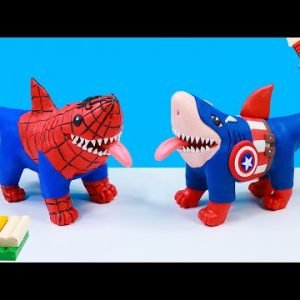 DIY shark dog mod Superheroes Spider man, Captain America with clay🧟 Polymer Clay Tutorial