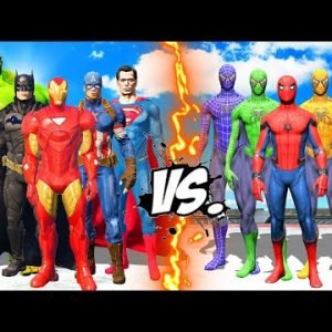 TEAM SPIDER-MAN VS TEAM SUPERHEROES – Iron Man, Superman, Captain America, Batman, Hulk vs Spiderman