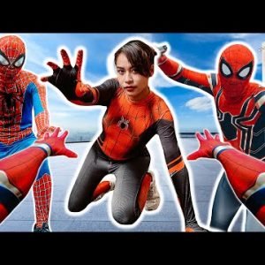 TEAM SPIDER-MAN MISSING SPIDER-GIRL FIGHT EVIL TEAM (Epic Parkour Action POV)