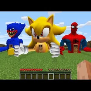 HOUSE OF SPIDER MAN or HUGGY WUGGY or SUPER SONIC in Minecraft CHOOSE RIGHT SECRET HOUSE