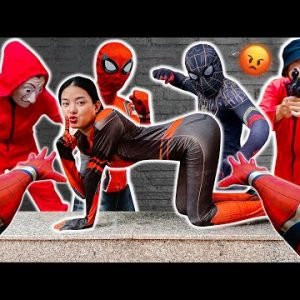 TEAM SPIDER-MAN FIGHT BAD GUYS RESCUE SPIDER-GIRL (Epic Parkour POV Chase)