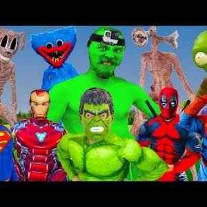 SUPERHEROS SQUAD Spider-Man, Venom, Deadpool VS Siren Head, Cartoon Cat, SCP 096  | Big Green Hulk